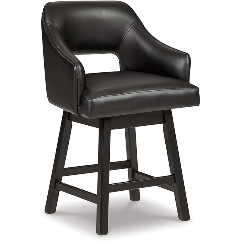 Nestor Swivel Upholstered Counter Stool with Solid Wood Frame, Counter Stool (25" Seat Height), Black