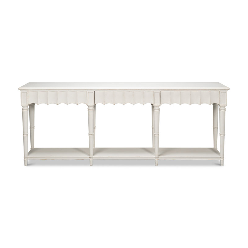 Chantal 93'' W Solid Wood Console Table, Antique White
