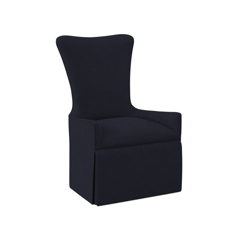 Chaise d'hôte Providence - à jupe, Ébène vintage, 100 % polyester bleu marine Venise