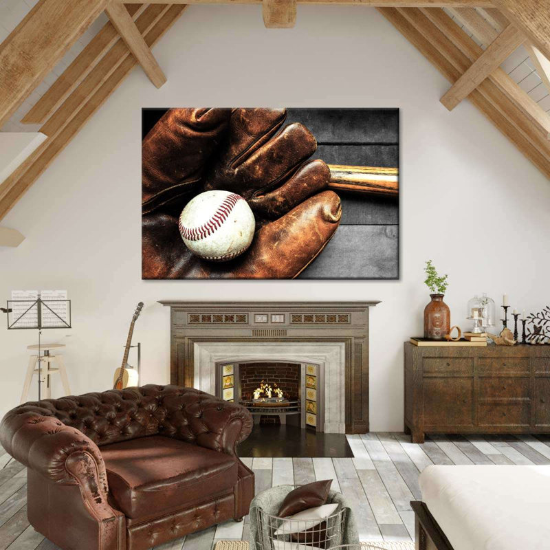 Baseball Mitt sur impression sur toile, H 16 po x l 24 po x P 1,25 po