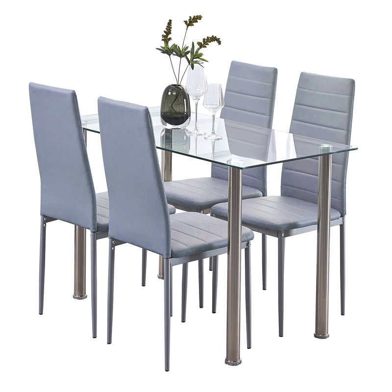 Ensemble repas pour 4 personnes Korie, Gris foncé / argent