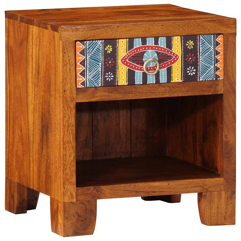 40cm W Solid Wood Bedside Table, 1