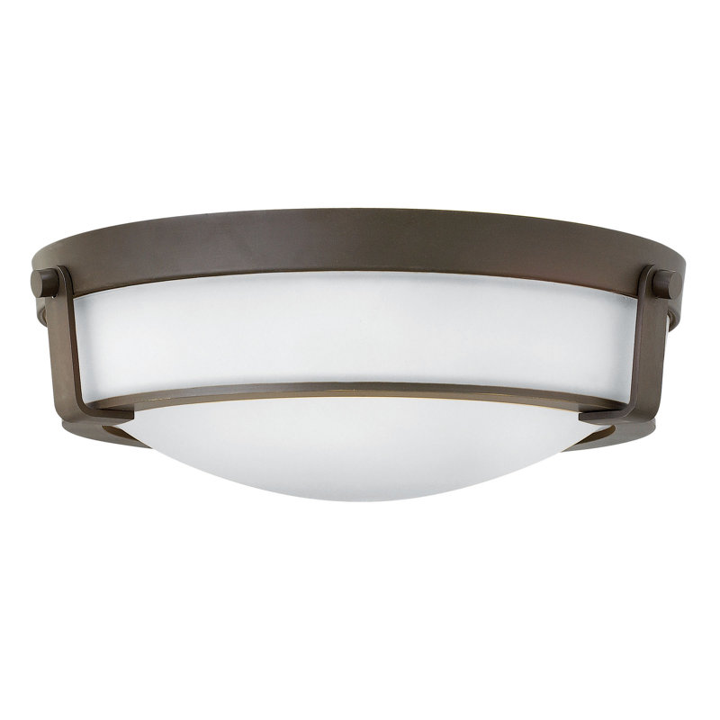 Hathaway 3 - Light Flush Mount, White, 60W Medium, Olde Bronze