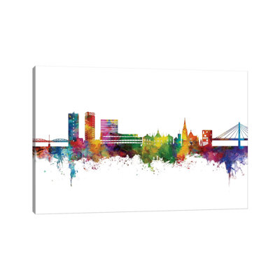 Umea Sweden Skyline Color by Michael Tompsett - Wrapped Canvas Gallery-Wrapped Canvas Giclée