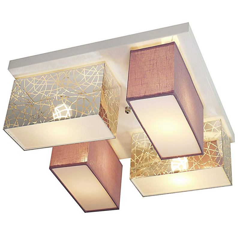 Pasko Fabric Semi Flush Mount, Silver and purple
