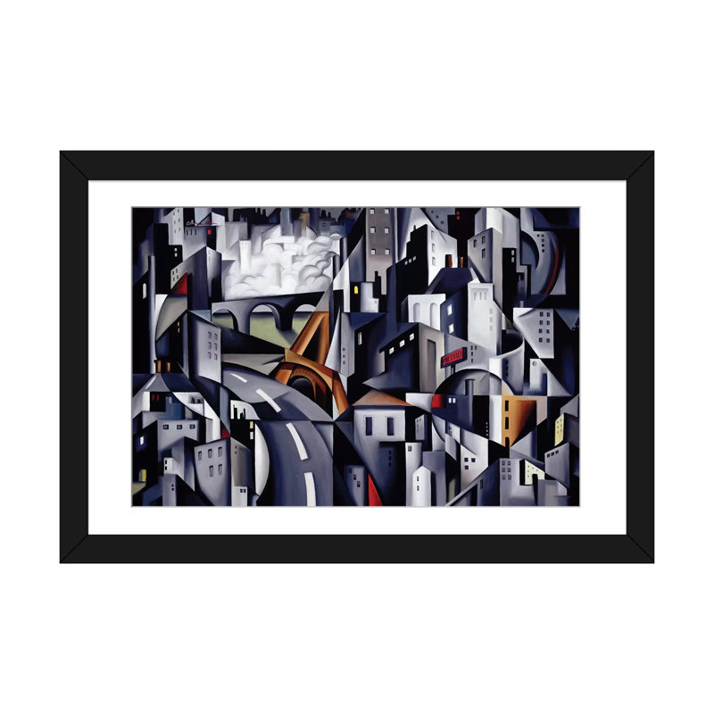 «La Rive Gauche» par Catherine Abel, impression sur toile tendue, H 16 po x l 24 po x P 1 po, Papier d'art encadré noir