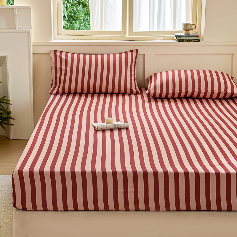 FGCD Twill Striped Sheet Set, Très grand lit, Rayures rouges