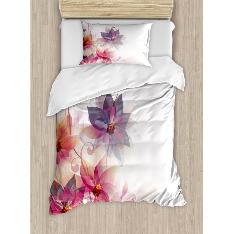 Abstract Traditional Polyester Floral Duvet Cover, Twin