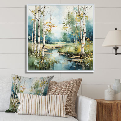 «Birch Woods Whispering Winds X», art mural encadré de bouleau