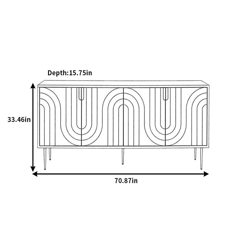 Buffet simple et rétro, H 33,46 po x l 70,87 po x P 15,75 po