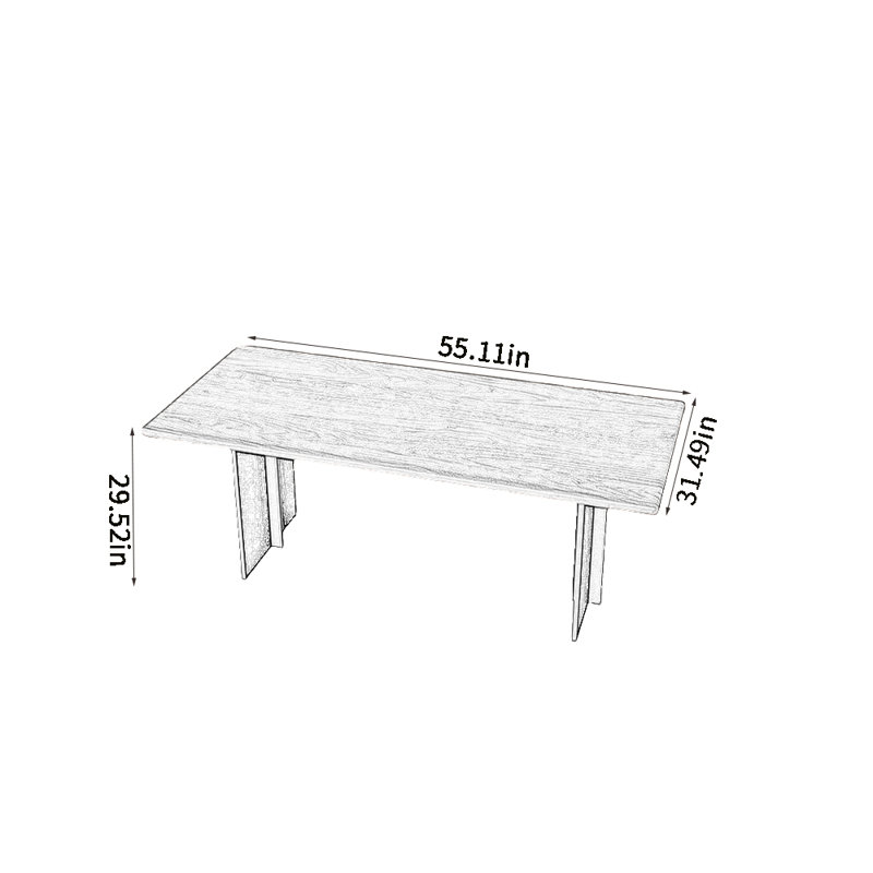 Walnut Solid Wood Top Dining Table, 29.52"H x 55.11"L x 31.49"W