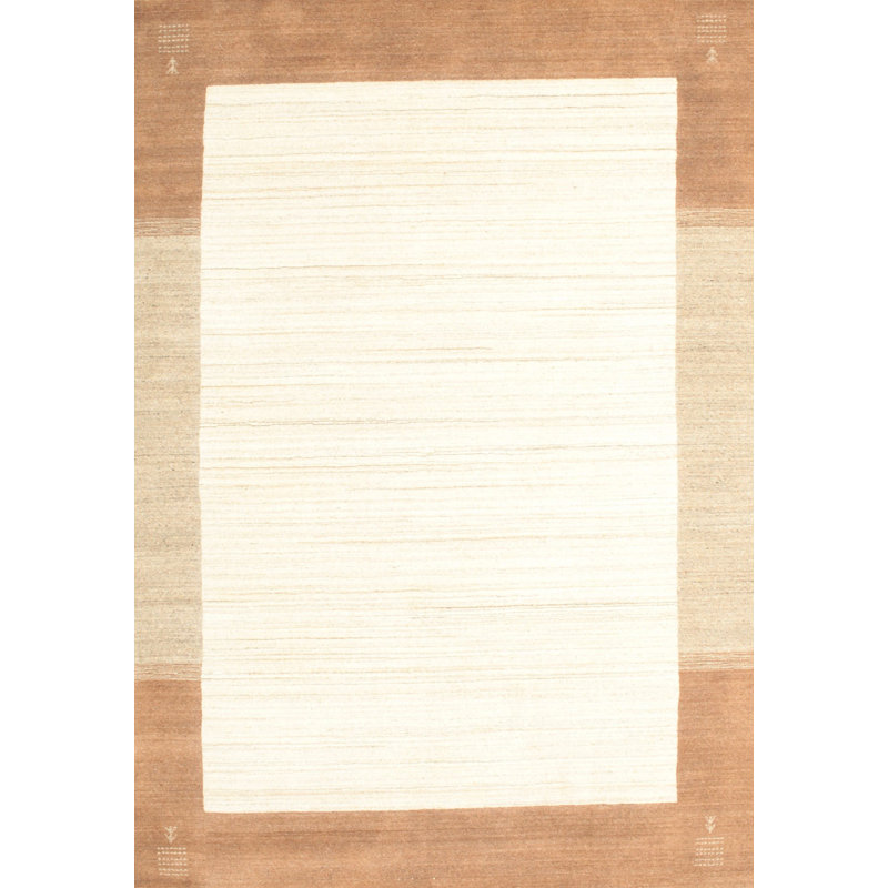 Tapis contemporain brun / crème, Rectangle 7 pi x 9 pi