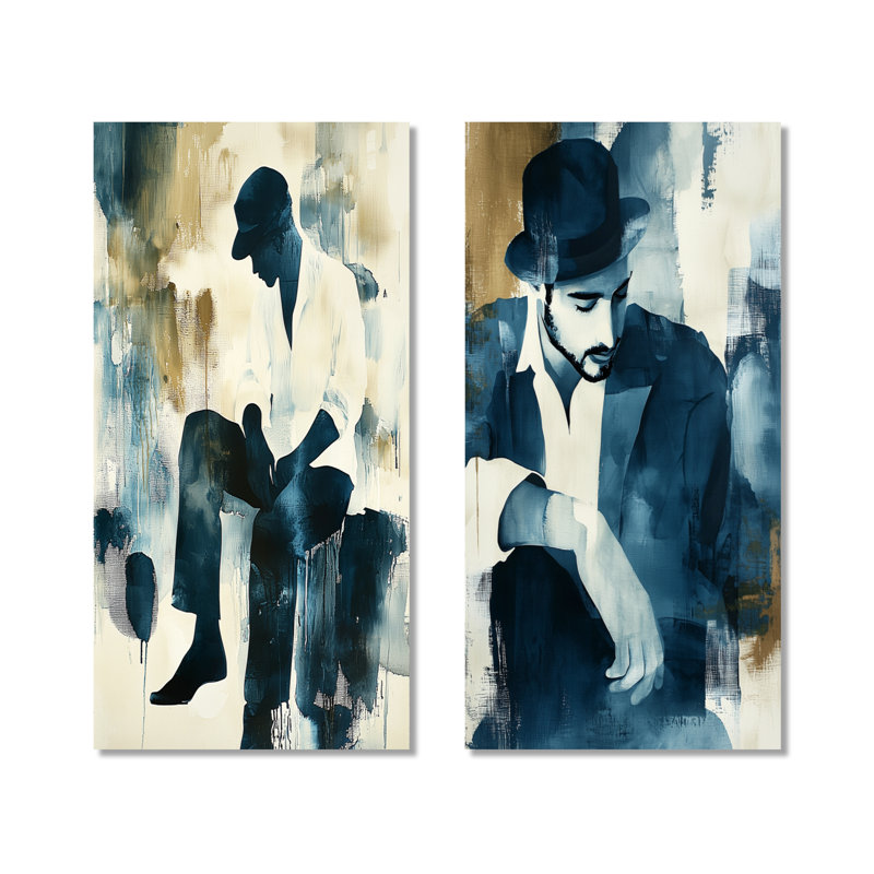 The Inspirer Mind Musician Man - Ensemble de 2 impressions murales en métal, 40" H x 40" W