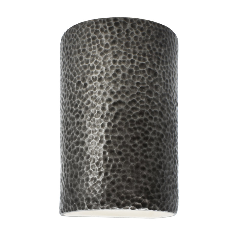 Applique murale 1 lumière Pacursa, H 12,5 po x l 7,75 po x P 6,25 po, Étain martelé, DEL intégrées