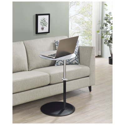 Table d'appoint ronde Orbit de 39,4 cm (15,5 po) avec dessus en verre texturé marbre gris réglable en hauteur et piètement à pince