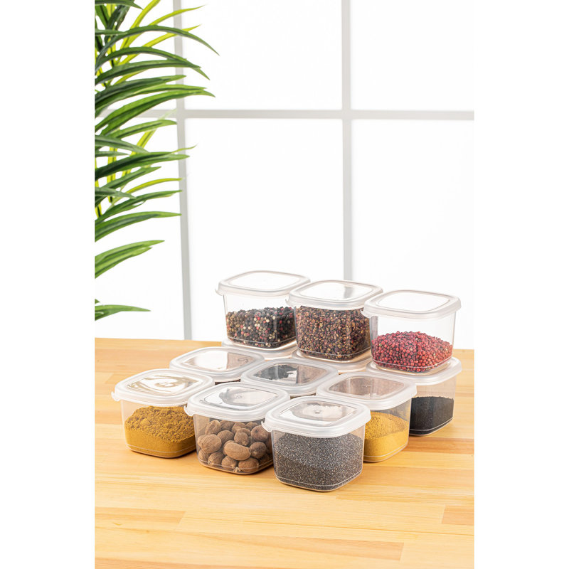 Ensemble de boîtes de rangement polyvalentes (12 pièces), blanc, 3,9 x 3,9 x 3,7 pouces | 100% plastique allant au micro-ondes et au lave-vaisselle, capacité de 18,6 oz liq. Idéal pour la cuisine, le garde-manger et l'organisation, durable et peu encombrant