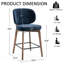 Tabouret de bar Mid-Century, tabouret de bar rembourré en tissu avec dossier à oreilles, tabouret de bar à hauteur de comptoir sans accoudoirs avec pieds en bois, repose-pieds en métal, pour comptoir de bar pour îlot de cuisine, bleu marine, ensemble de 2-119619505-124825000