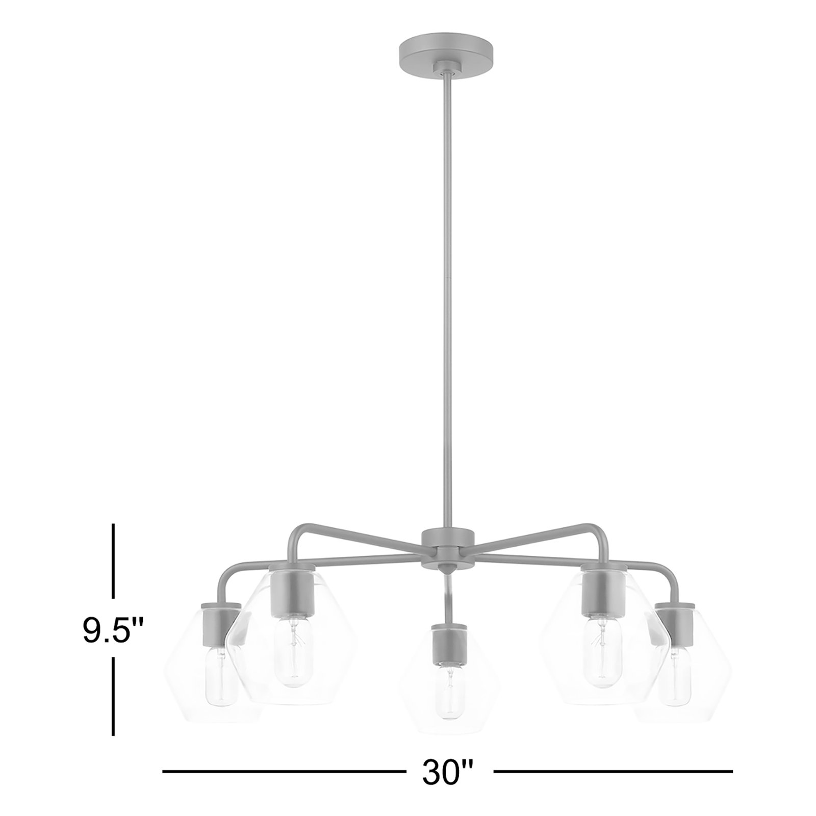 Rooks 5-Light Chandelier, Satin Brass
