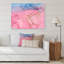 Art à l'encre rose rose avec horizon bleu - reproduction sur toile-67387844-67387852