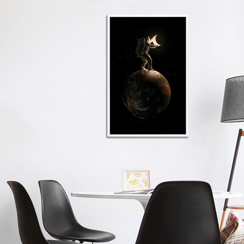 Lunar 1 Piece Wall Art on Canvas, 101.6cm H x 66.04cm W x 3.81cm D, White Framed