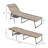 Folding Outdoor Chaise Lounge Chair Tanning Chair With 5-Level Adjustable Back, Side Table, Pillow, Pocket, Beige-589893278-589893251