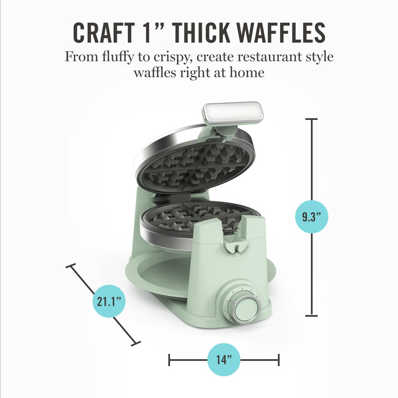 Martha Stewart Rotating Round Waffle Maker, Honeydew, Honeydew