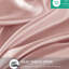 4 draps de luxe en satin simple rosé - froissé, doux pour la peau, frisottis apprivoisés, 1 drap plat, taies d'oreiller ajustées lisses et soyeuses, réduit les bris,