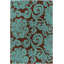 Hand Tufted Wool Floral Area Rug in Brown/Aqua-483803173