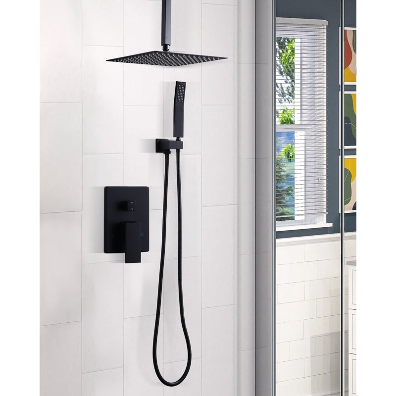 Robinet de douche complet à fixation au plafond avec valve brute d'équilibrage de pression