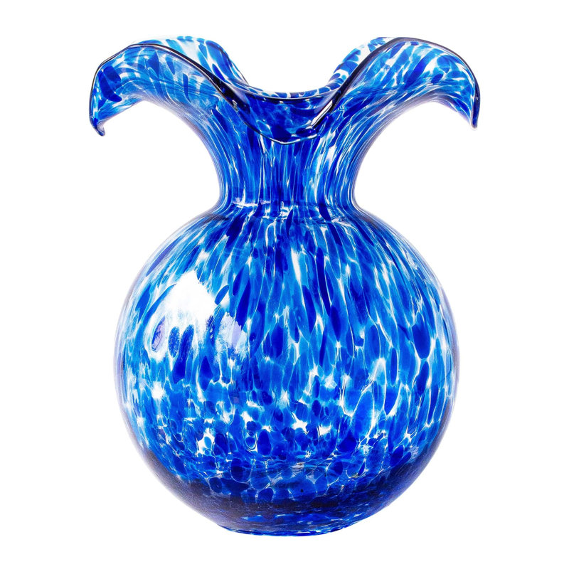 Vase en verre Hibiscus, H 10 po x l 9 po x P 9 po, Cobalt