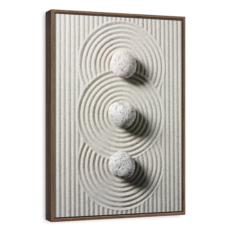 Trois pierres zen, 25 po x 37 po, Floating Frame Walnut