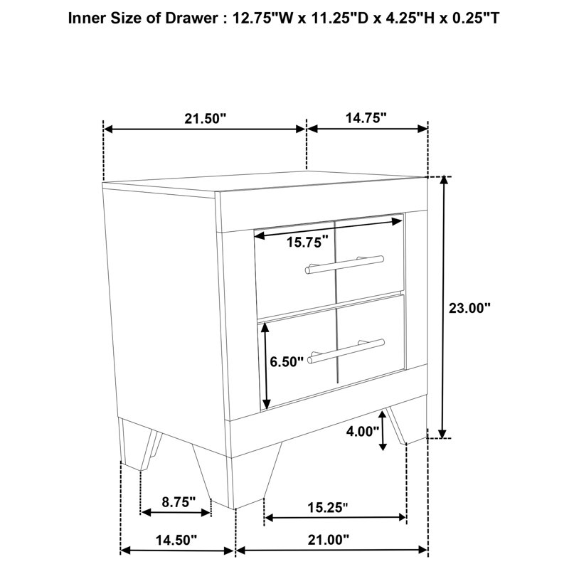 Hunsaker 2-drawer Nightstand Bedside Table Rustic Cream