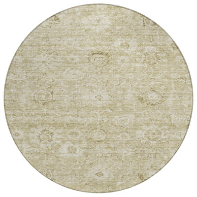 Tapis rond 8 po beige et brun