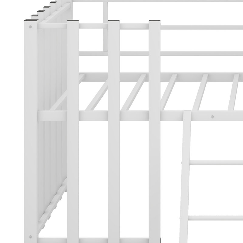 Metal Loft Bed With Ladder, White