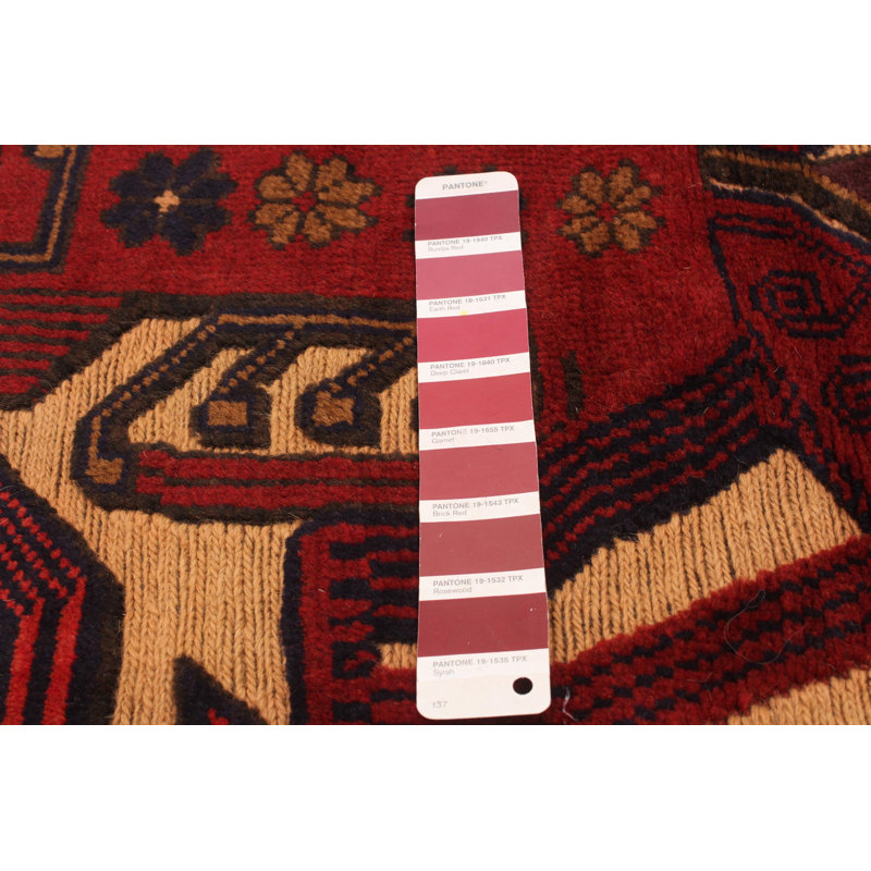 Tapis rouge foncé Tajik 6 pi 7 po x 8 pi 11 po