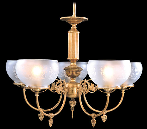 Lustre classique/traditionnel ombré 5 lumières Volney, Laiton poli