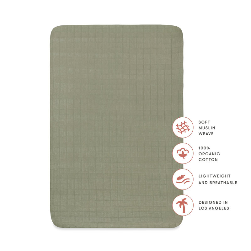 Matcha Green Organic Cotton Muslin Mini Crib Sheet