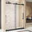 Frameless Single sliding shower door  56-60 "W x 76" H, 1/4 "(6 mm) Clear Tempered Glass, Explosion Proof Film, Stainless Steel Handle Square Tube Track ,Matte Black-122517050