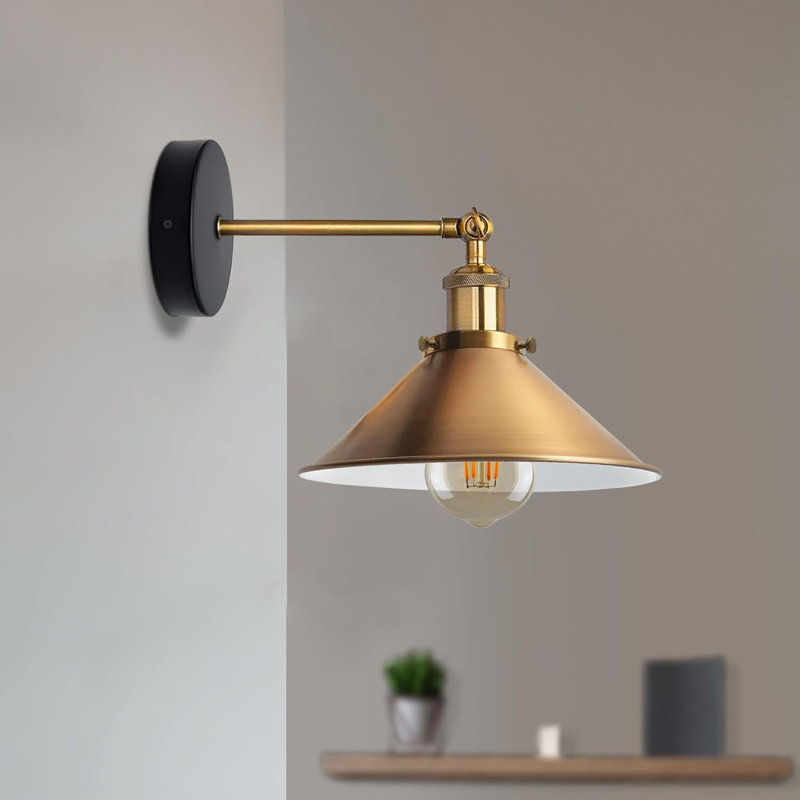 Armed Sconce, Yellow Brass, 23cm H x 22cm W x 22cm D