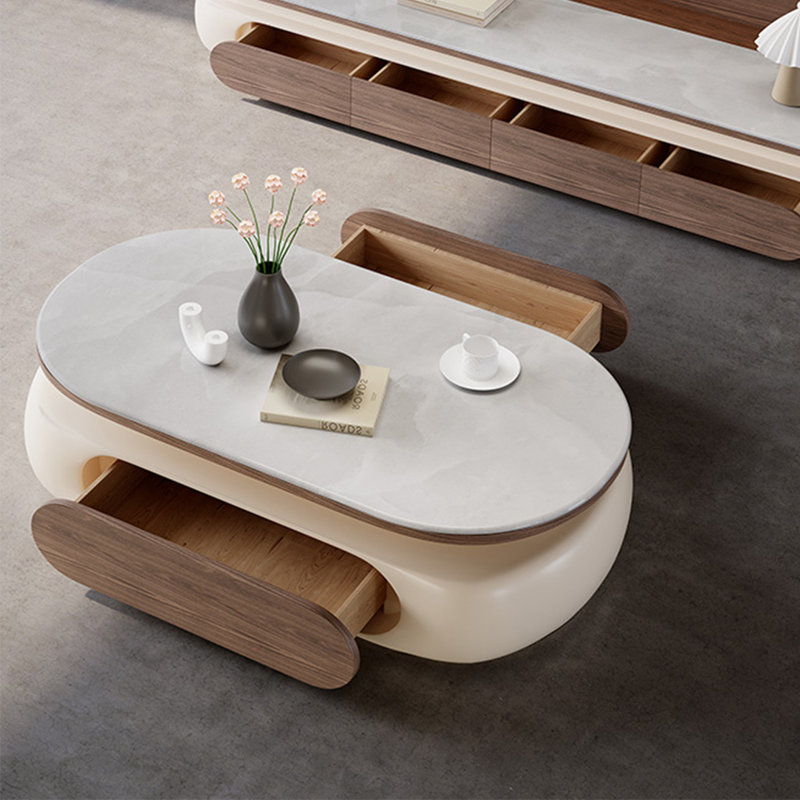 Table basse moderne en granit de forme ovale