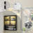 Metal Wall Cabinet with Glass Doors and LED Lights-1174167512