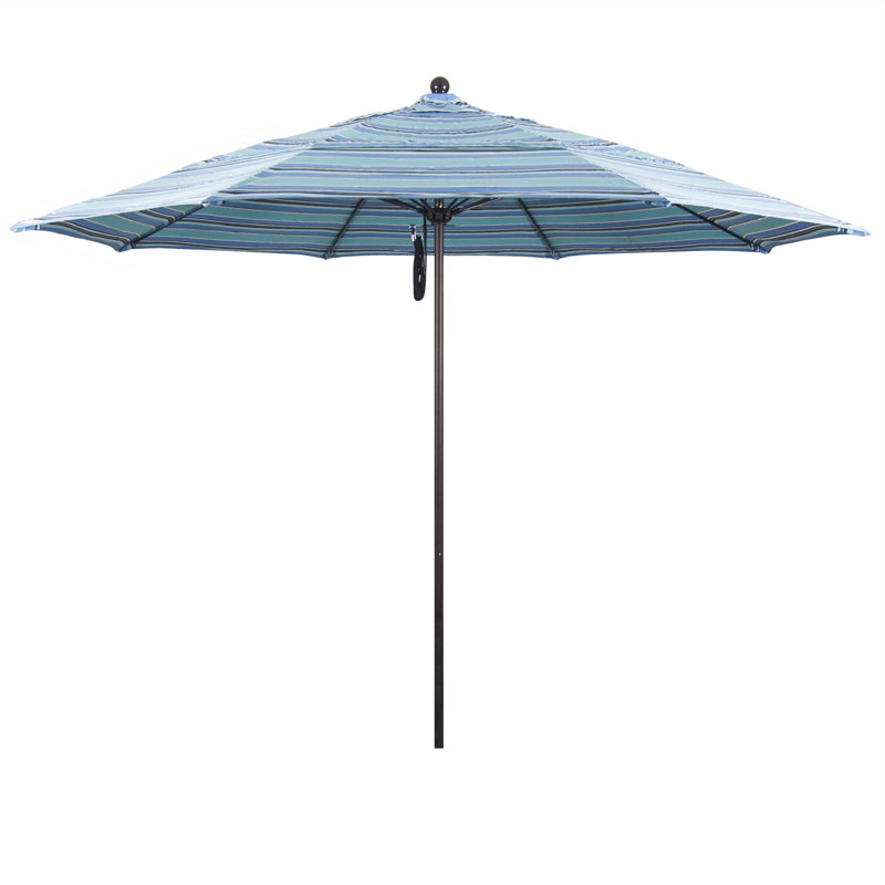 Parasol de marché 11 pi Hibo, Sunbrella® Dolce à rayures oasis