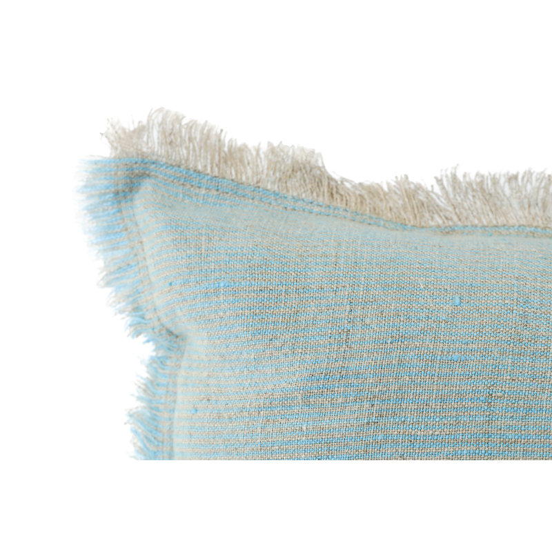 Light Aqua Linen Fringe Soft Throw Pillow