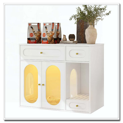 Cat Litter Box Enclosure with LED Light