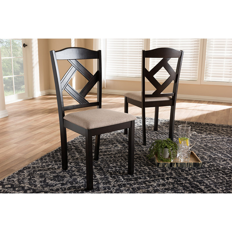 Chaise en bois massif Lewisville, Beige, Marron foncé
