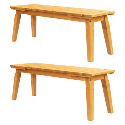 45-Inch Solid Wood Backless Outdoor Bench (Set Of 2)
