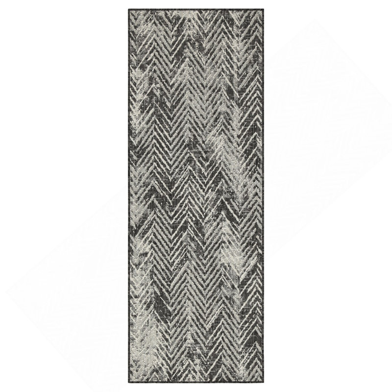 Anthracite Indoor/Outdoor Area Rug, Runner 2'7" x 7'3"