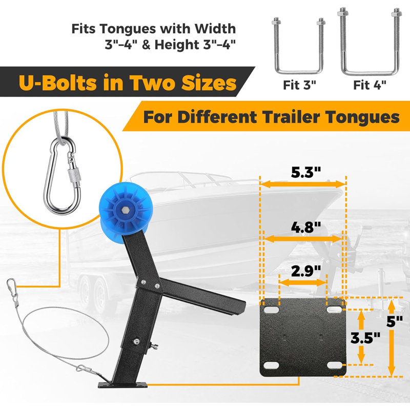 Boat Trailer Winch Post with Roller
