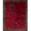Tapis rouge antique à motif Art déco