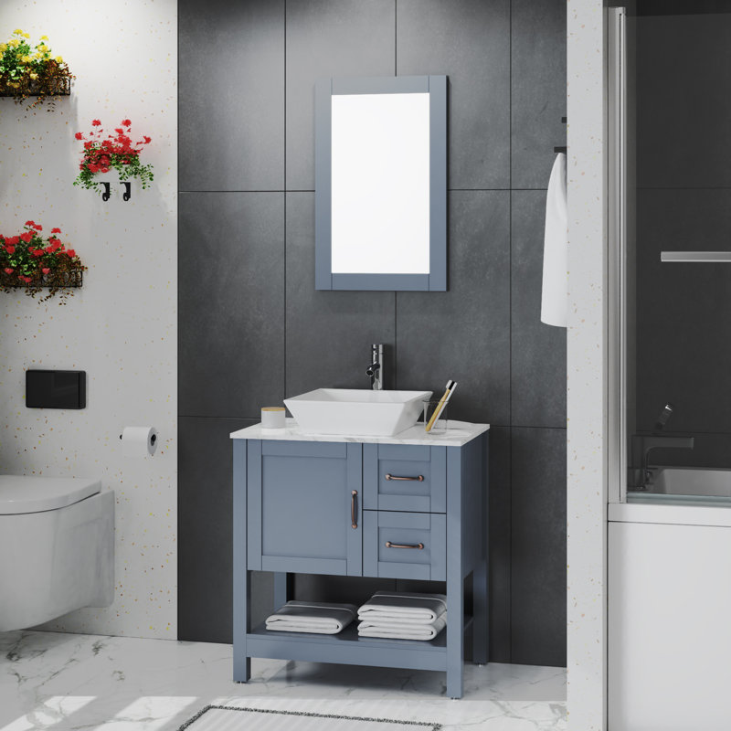 Isfried 30" Single Bathroom Vanity Set with Mirror/faucet